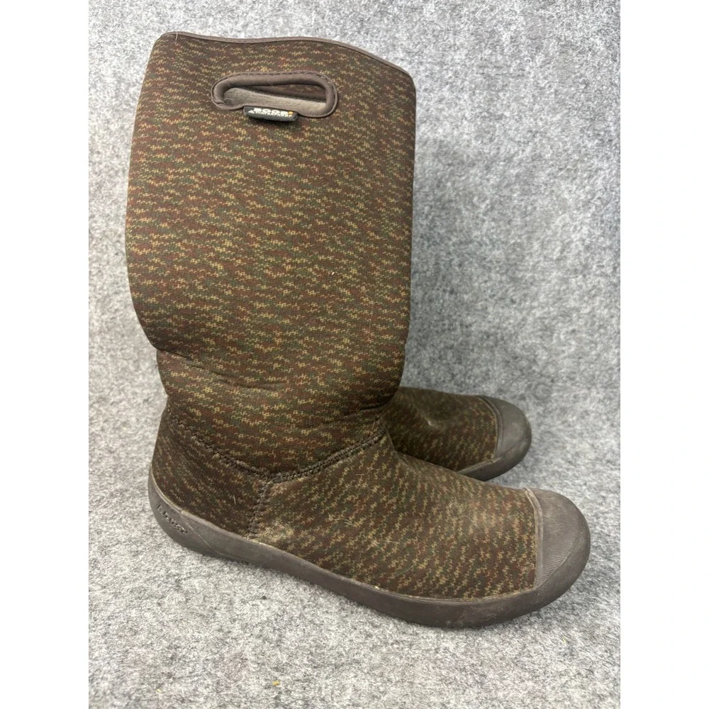 Bogs Summit Knit Boots Womens 9 Brown Waterproof Faux Fur Lined Tall 71616-202